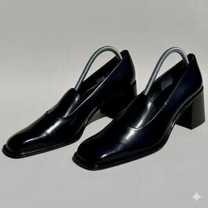 Via Spiga Made In Italy Women’s Black Fine Leather Slip On Heels Pumps Size 10